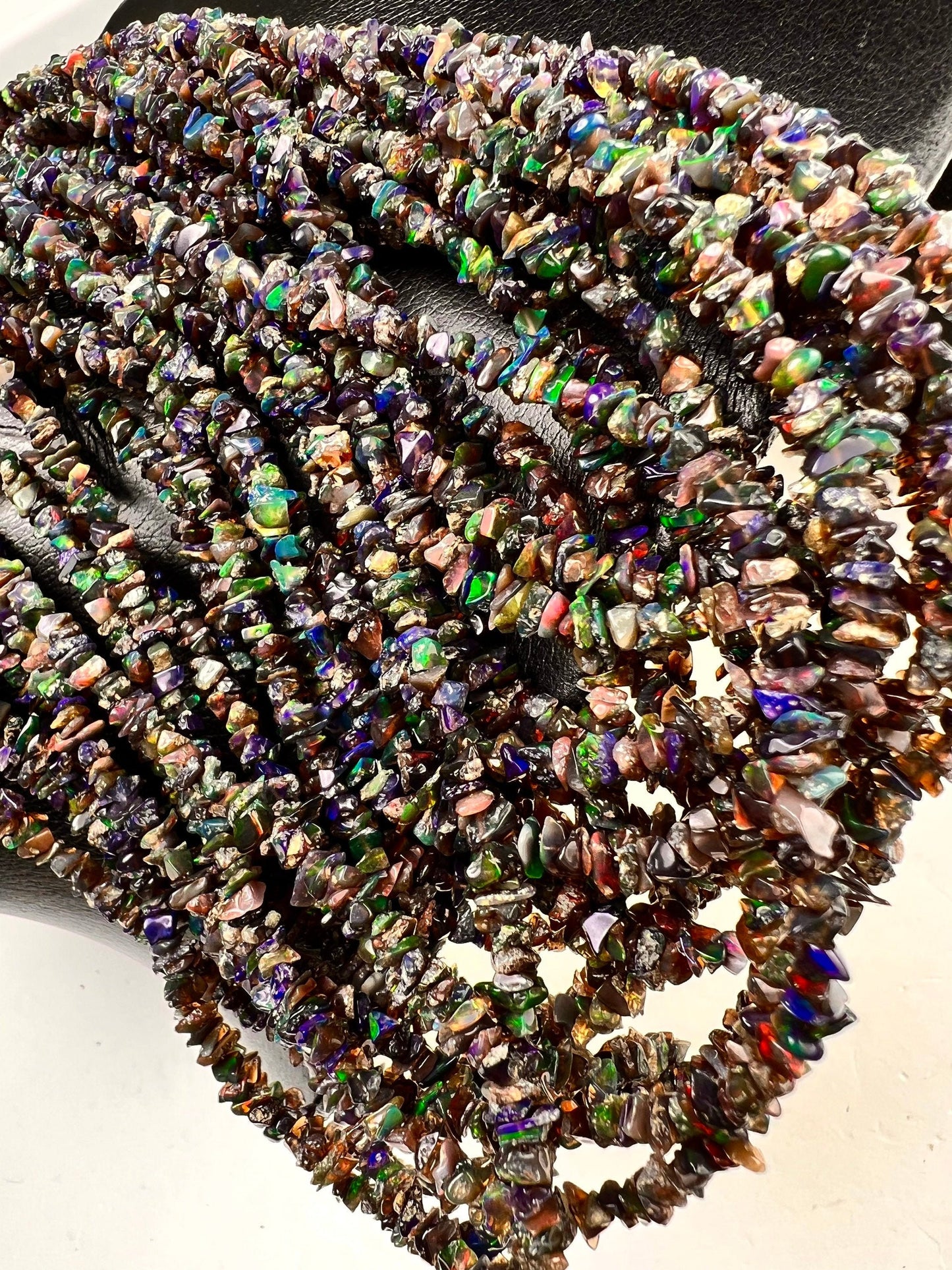Natural Black Ethiopian Opal raw Chips rainbow blue green flash 3.5-4mm jewelry making healing gemstone beads , 8”,16” strand or bulk