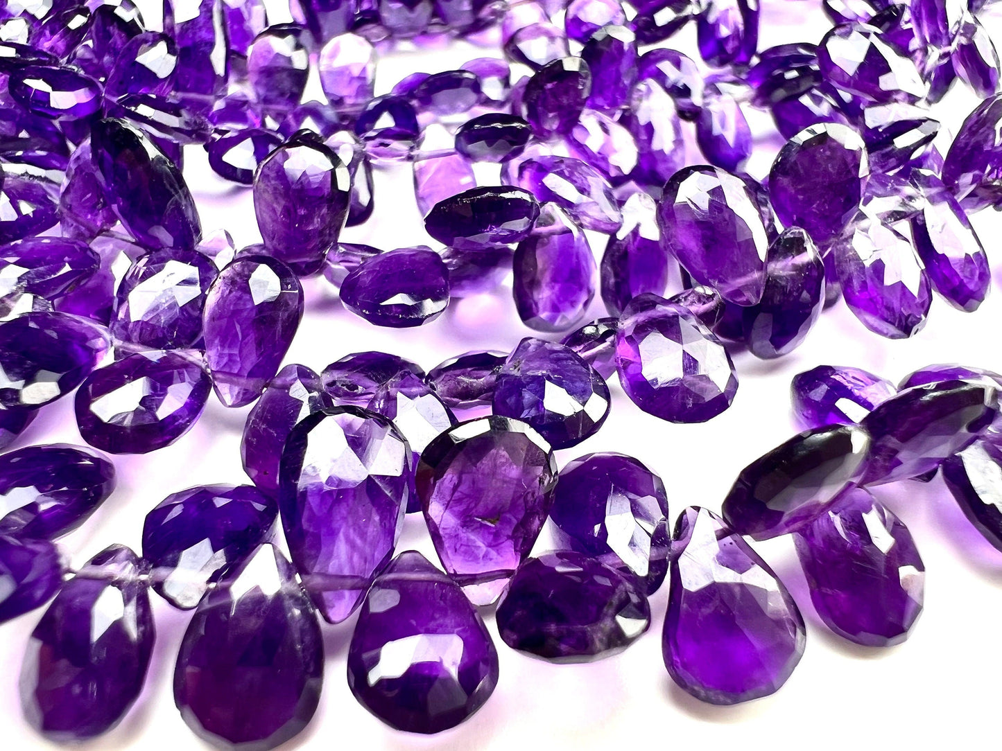 Natural Amethyst Faceted Drop 5x7-8mm and 6x8-9.5mm Pear Drop AAA quality, for Jewelry Making DIY Gemstone Beads. 10, 20, 30 pcs