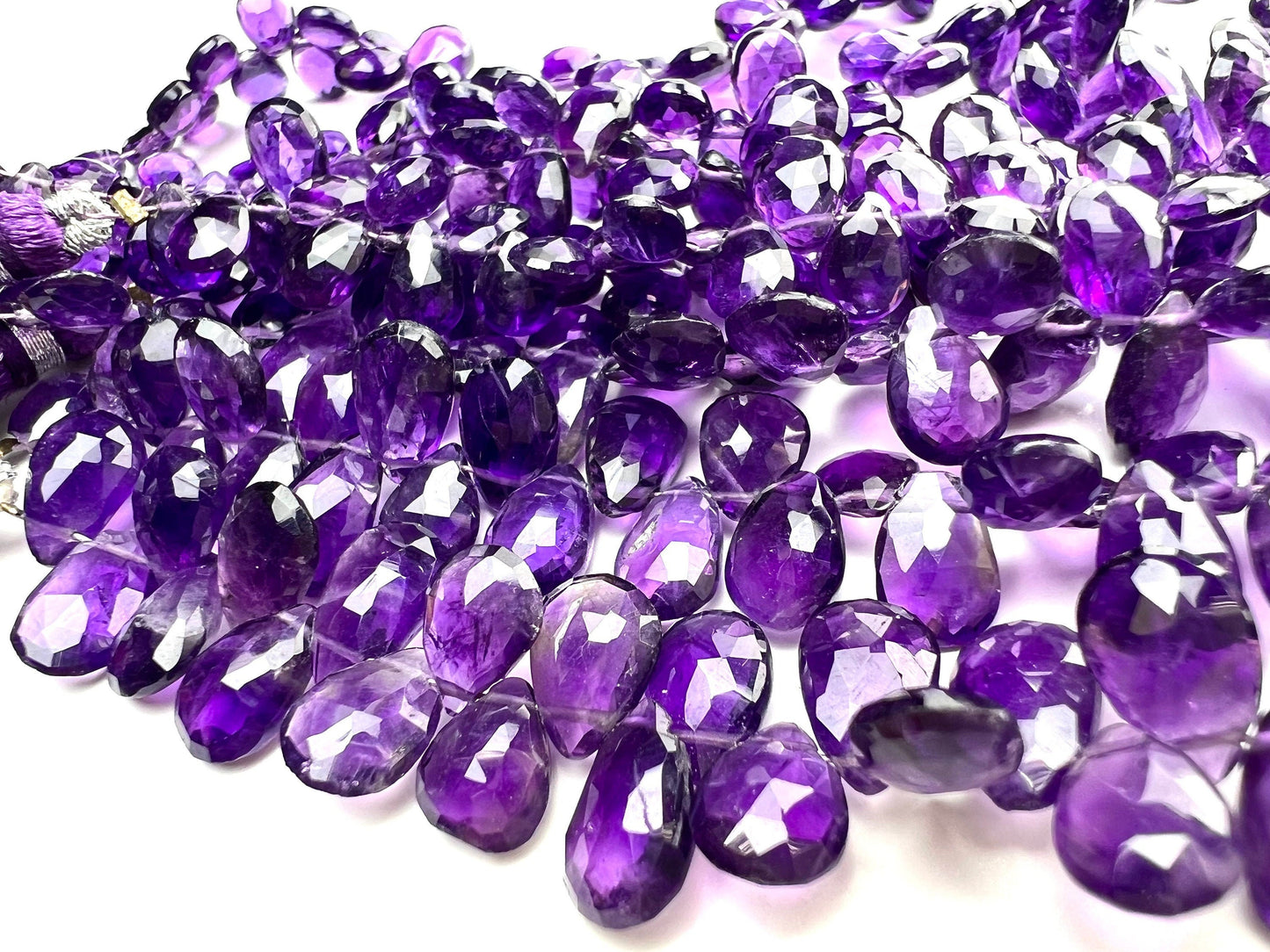Natural Amethyst Faceted Drop 5x7-8mm and 6x8-9.5mm Pear Drop AAA quality, for Jewelry Making DIY Gemstone Beads. 10, 20, 30 pcs