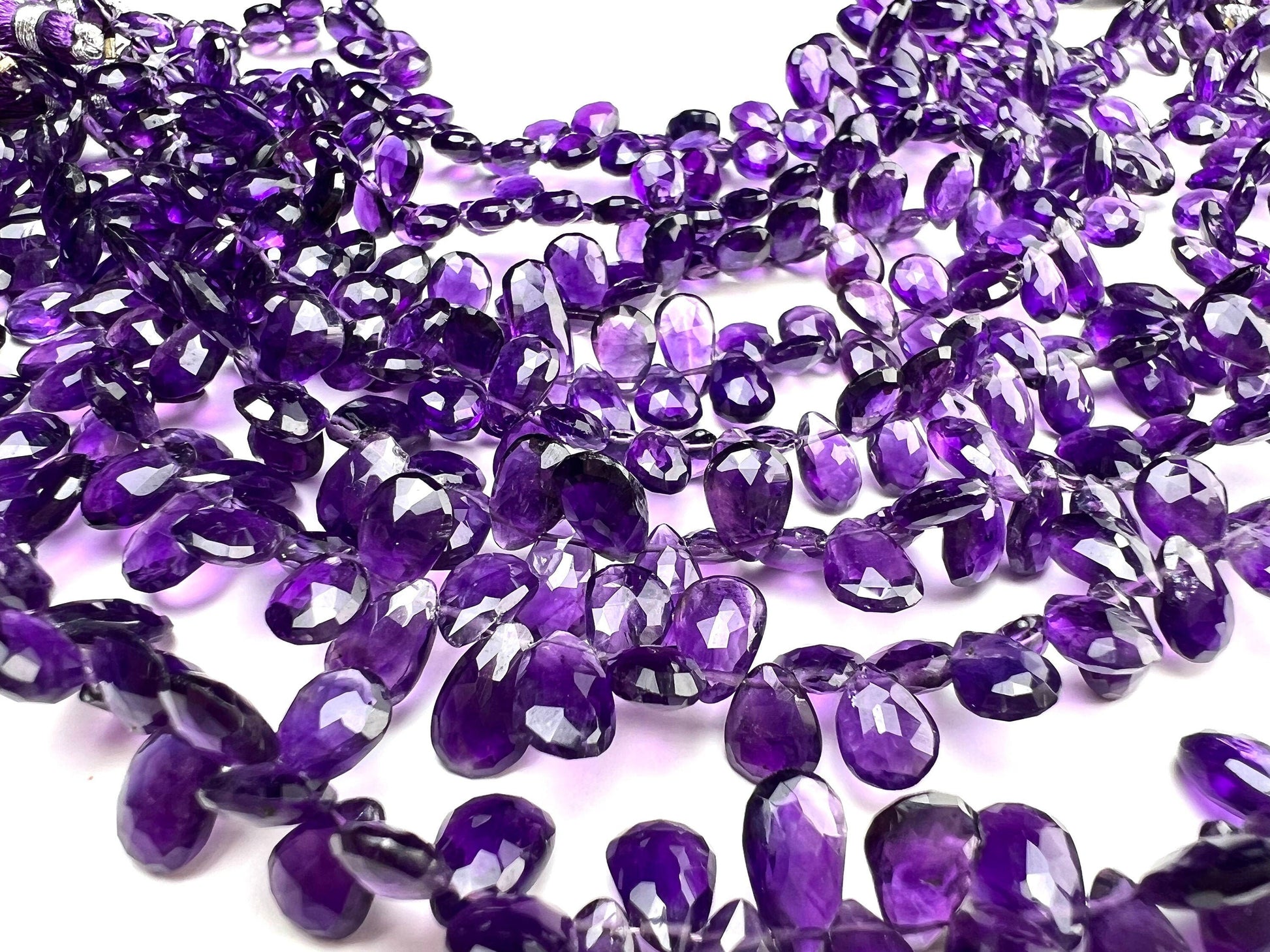 Natural Amethyst Faceted Drop 5x7-8mm and 6x8-9.5mm Pear Drop AAA quality, for Jewelry Making DIY Gemstone Beads. 10, 20, 30 pcs