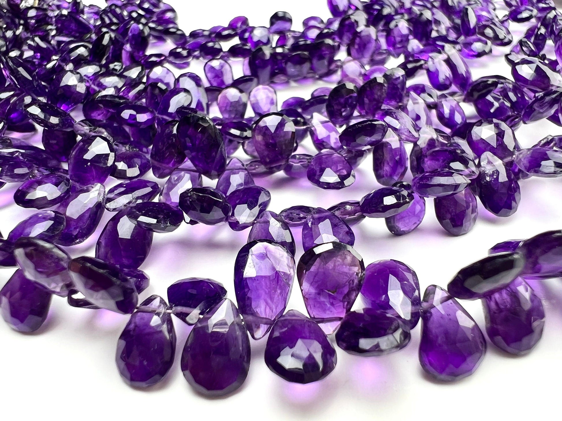 Natural Amethyst Faceted Drop 5x7-8mm and 6x8-9.5mm Pear Drop AAA quality, for Jewelry Making DIY Gemstone Beads. 10, 20, 30 pcs