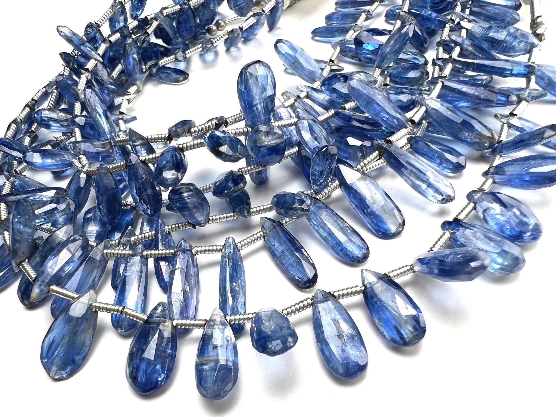 Natural Kyanite Faceted long Drop 4.5x11-13mm AAA quality Teardrop Gemstone Violet Blue Beads DIY Jewelry Making pear drop beads.