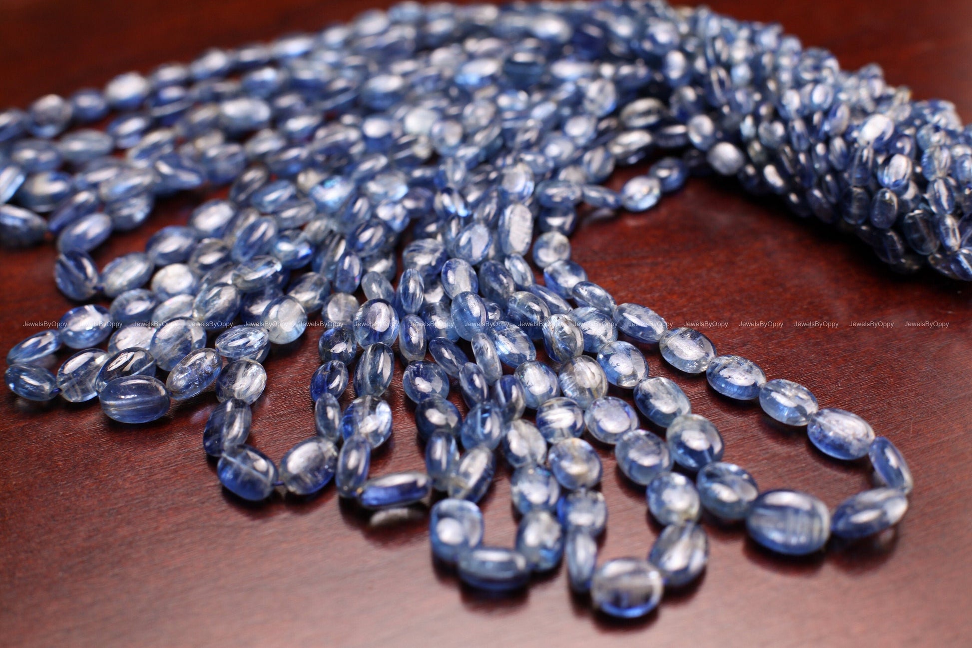 Natural Blue Kyanite Smooth Oval 4.5x6-7x9.5-10mm graduated Jewelry Making Gemstone Beads 8&quot;,16&quot; strand