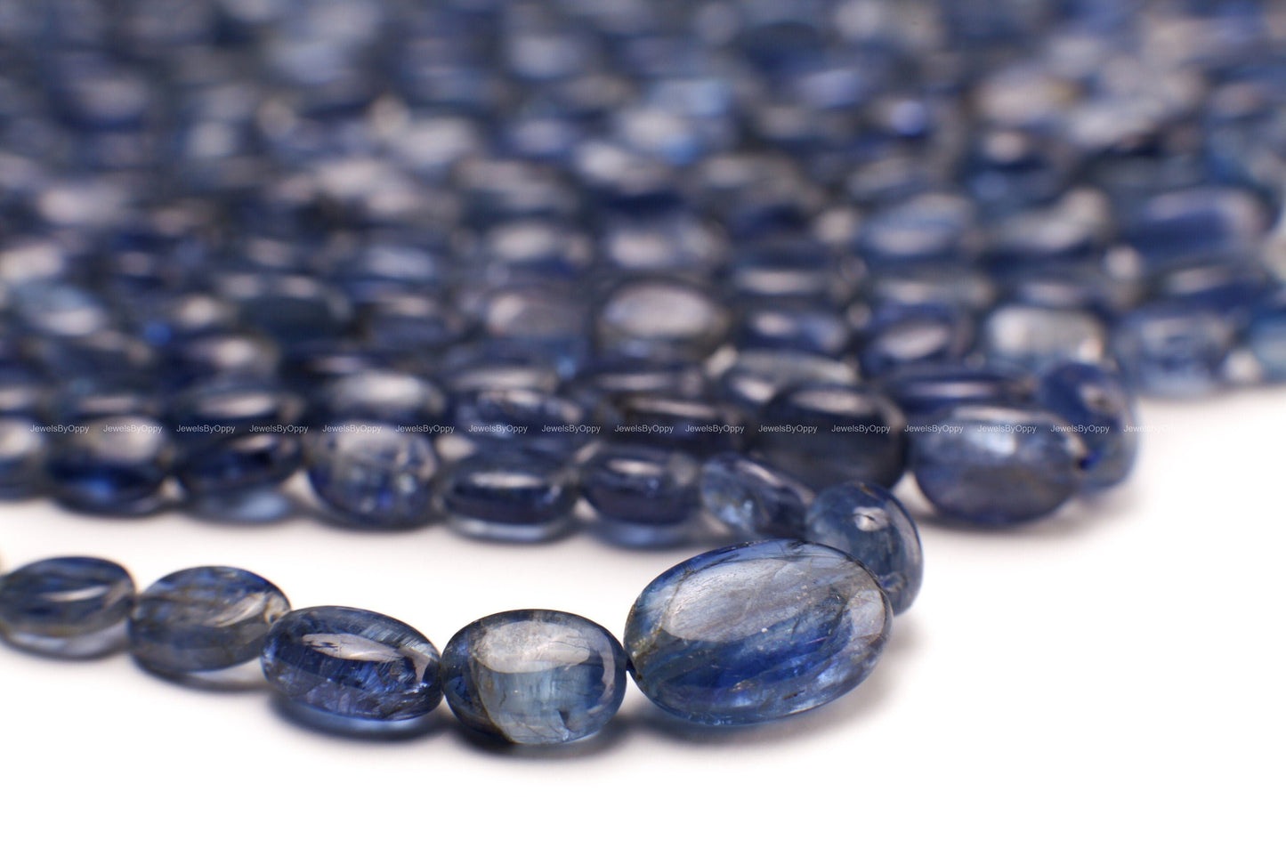 Natural Blue Kyanite Smooth Oval 4.5x6-7x9.5-10mm graduated Jewelry Making Gemstone Beads 8&quot;,16&quot; strand