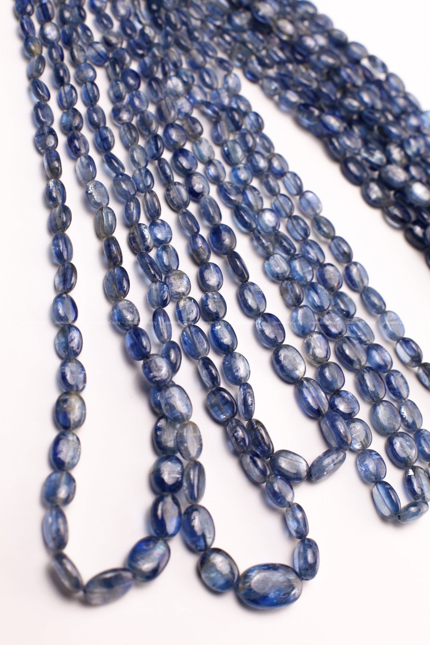 Natural Blue Kyanite Smooth Oval 4.5x6-7x9.5-10mm graduated Jewelry Making Gemstone Beads 8&quot;,16&quot; strand