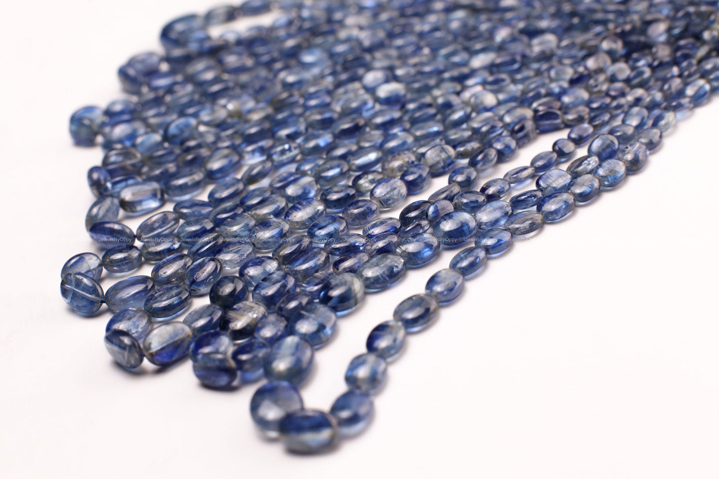Natural Blue Kyanite Smooth Oval 4.5x6-7x9.5-10mm graduated Jewelry Making Gemstone Beads 8",16" strand