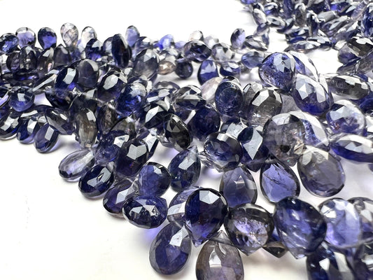 Genuine Iolite Faceted pear Drop Briolette 5.5-6x8-9.5mm Beautiful Rare Gemstone for Jewelry Making Beads,10,20,30pcs or 8” full st 70 pcs.