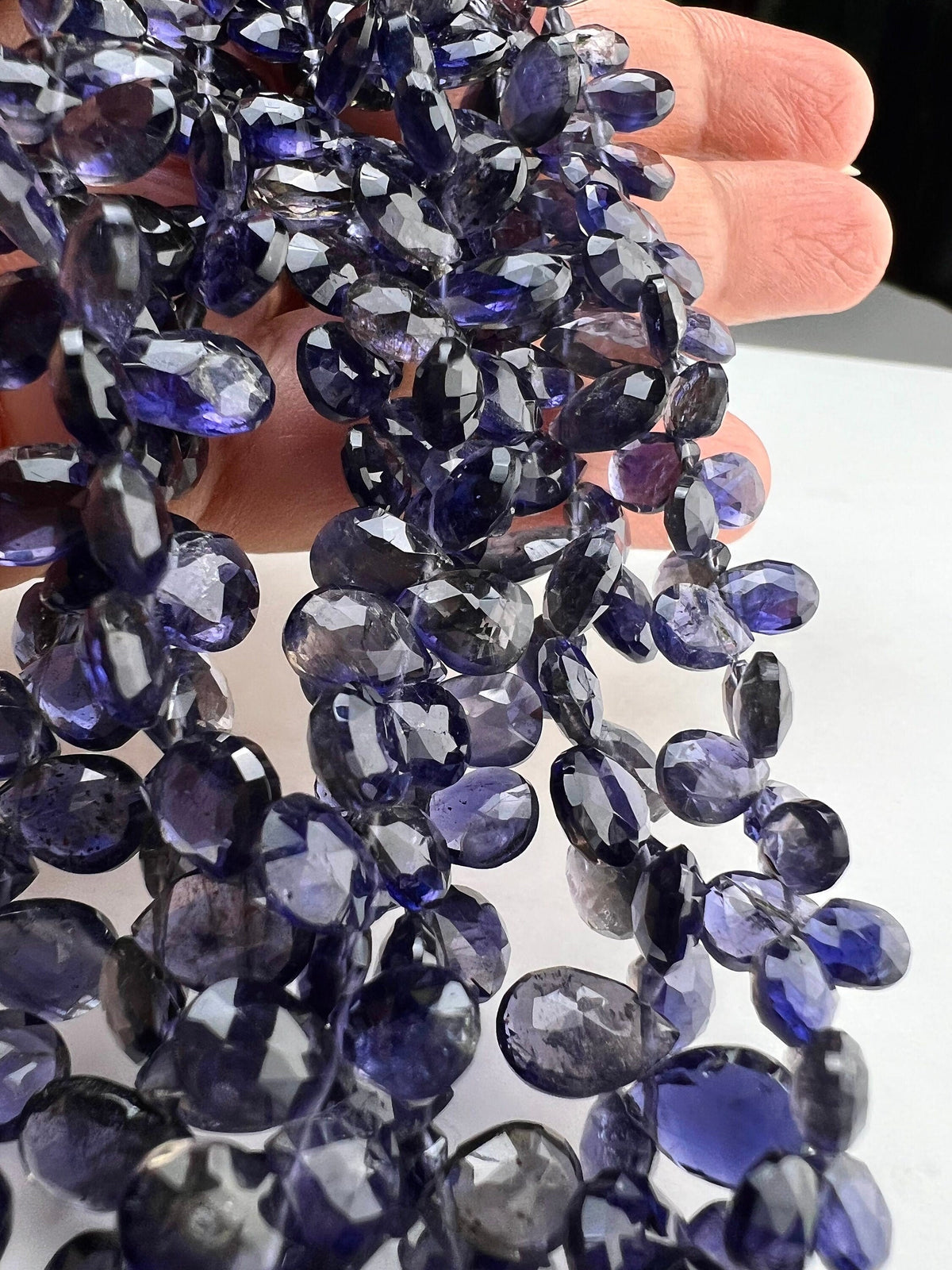 Genuine Iolite Faceted pear Drop Briolette 5.5-6x8-9.5mm Beautiful Rare Gemstone for Jewelry Making Beads,10,20,30pcs or 8” full st 70 pcs.