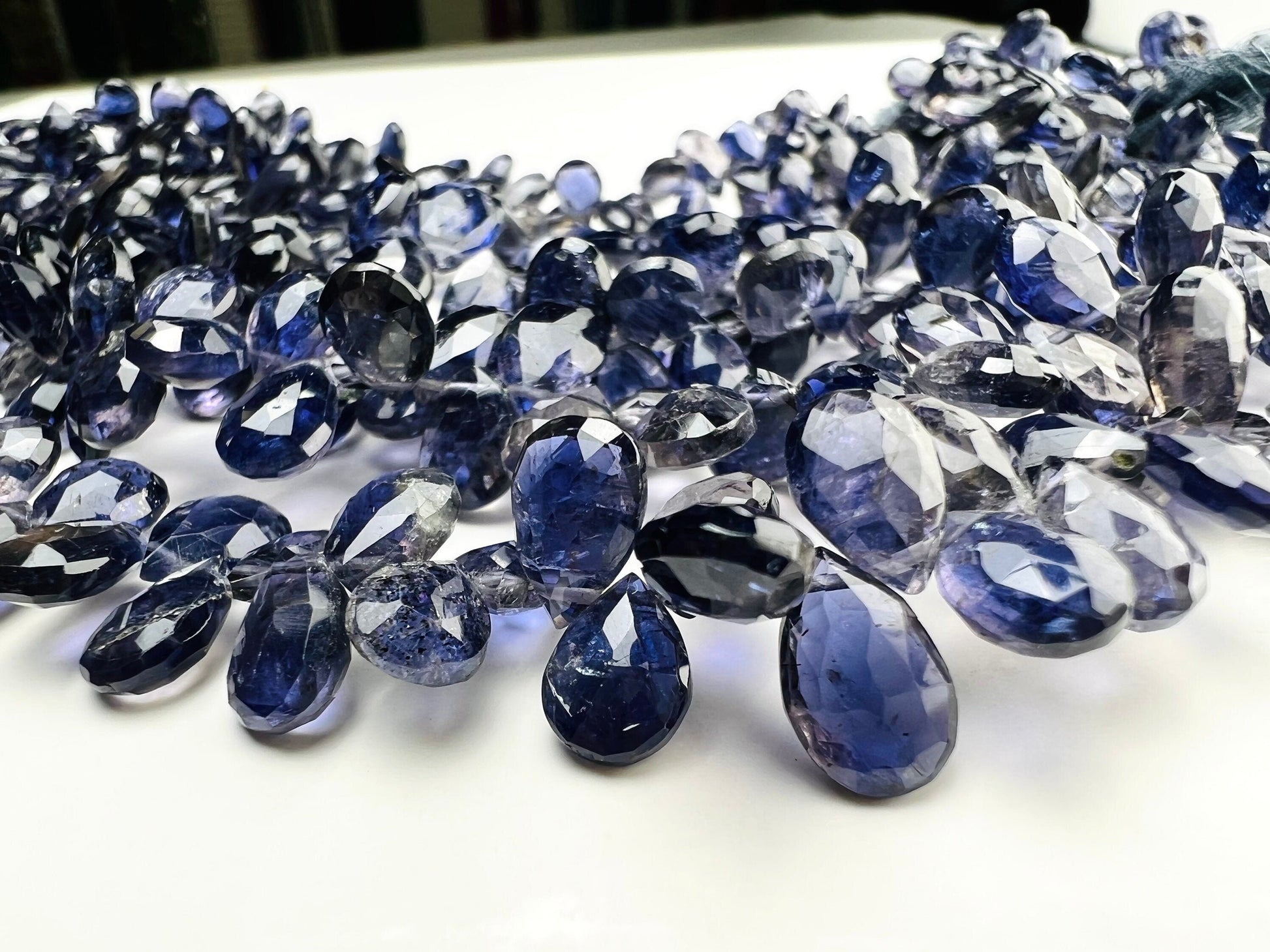 Genuine Iolite Faceted pear Drop Briolette 5.5-6x8-9.5mm Beautiful Rare Gemstone for Jewelry Making Beads,10,20,30pcs or 8” full st 70 pcs.