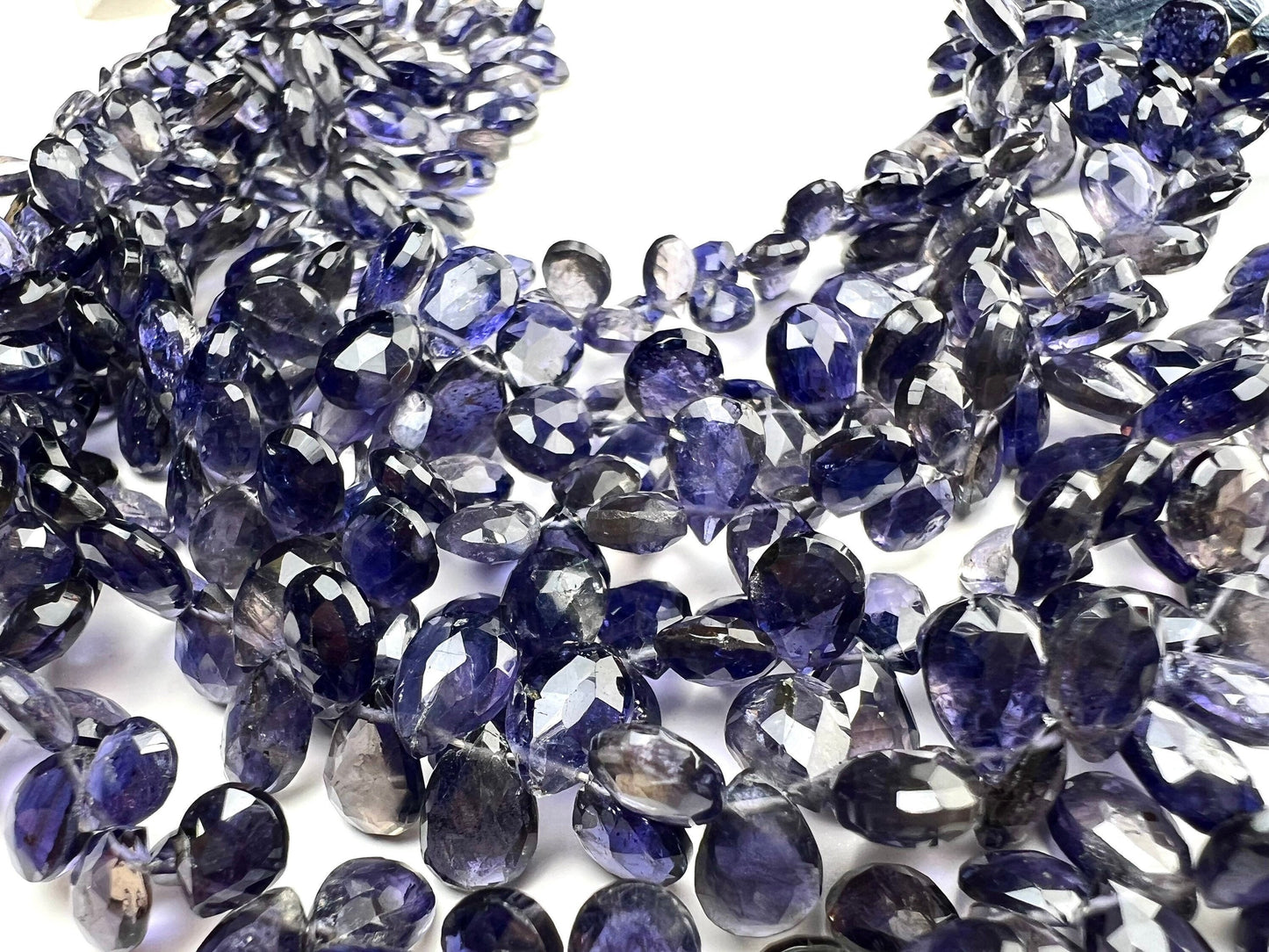 Genuine Iolite Faceted pear Drop Briolette 5.5-6x8-9.5mm Beautiful Rare Gemstone for Jewelry Making Beads,10,20,30pcs or 8” full st 70 pcs.