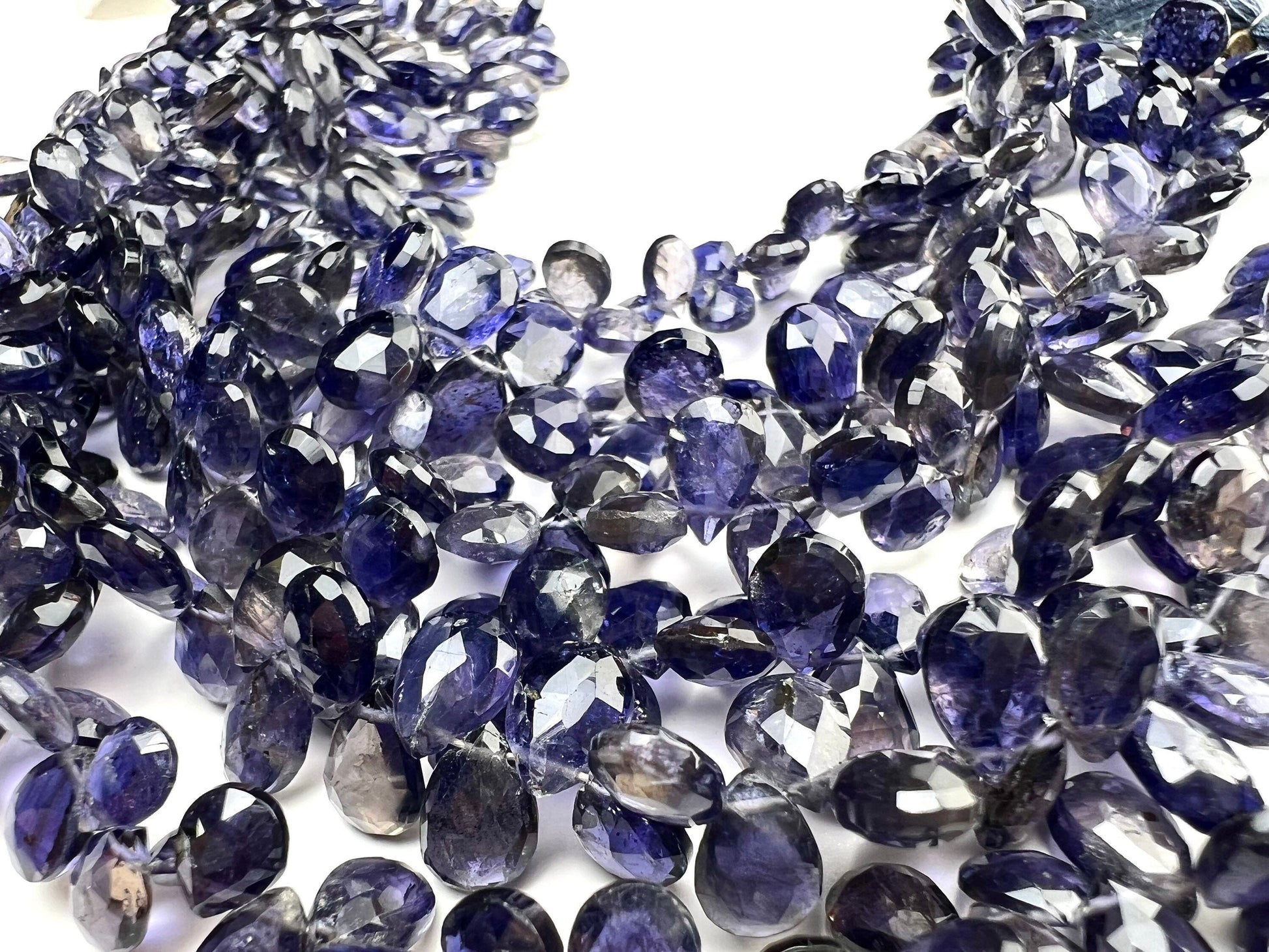 Genuine Iolite Faceted pear Drop Briolette 5.5-6x8-9.5mm Beautiful Rare Gemstone for Jewelry Making Beads,10,20,30pcs or 8” full st 70 pcs.