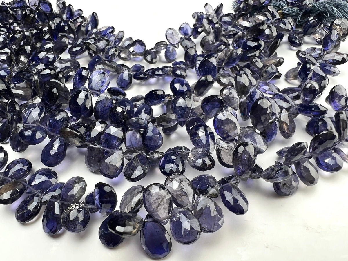 Genuine Iolite Faceted pear Drop Briolette 5.5-6x8-9.5mm Beautiful Rare Gemstone for Jewelry Making Beads,10,20,30pcs or 8” full st 70 pcs.