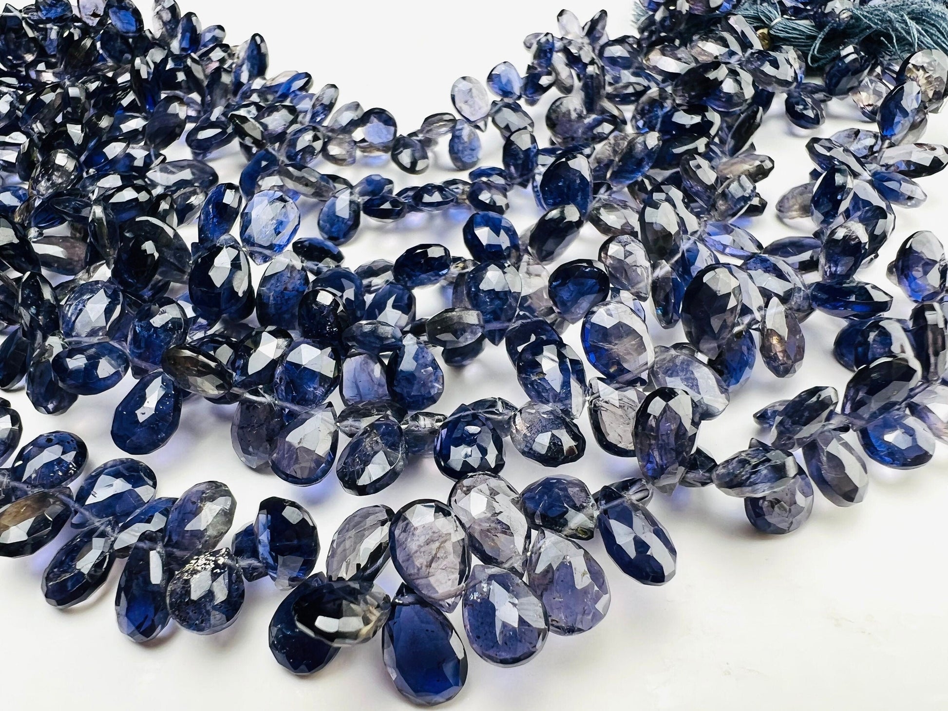 Genuine Iolite Faceted pear Drop Briolette 5.5-6x8-9.5mm Beautiful Rare Gemstone for Jewelry Making Beads,10,20,30pcs or 8” full st 70 pcs.