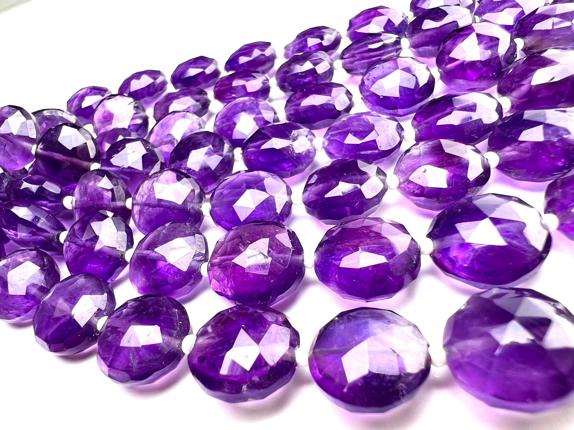 Natural Amethyst Faceted Dime shape 10.5-11.5mm.thickness 5.5-6.5mm AAA quality for Jewelry Making DIY Gemstone Beads . 7” strand 15 pcs