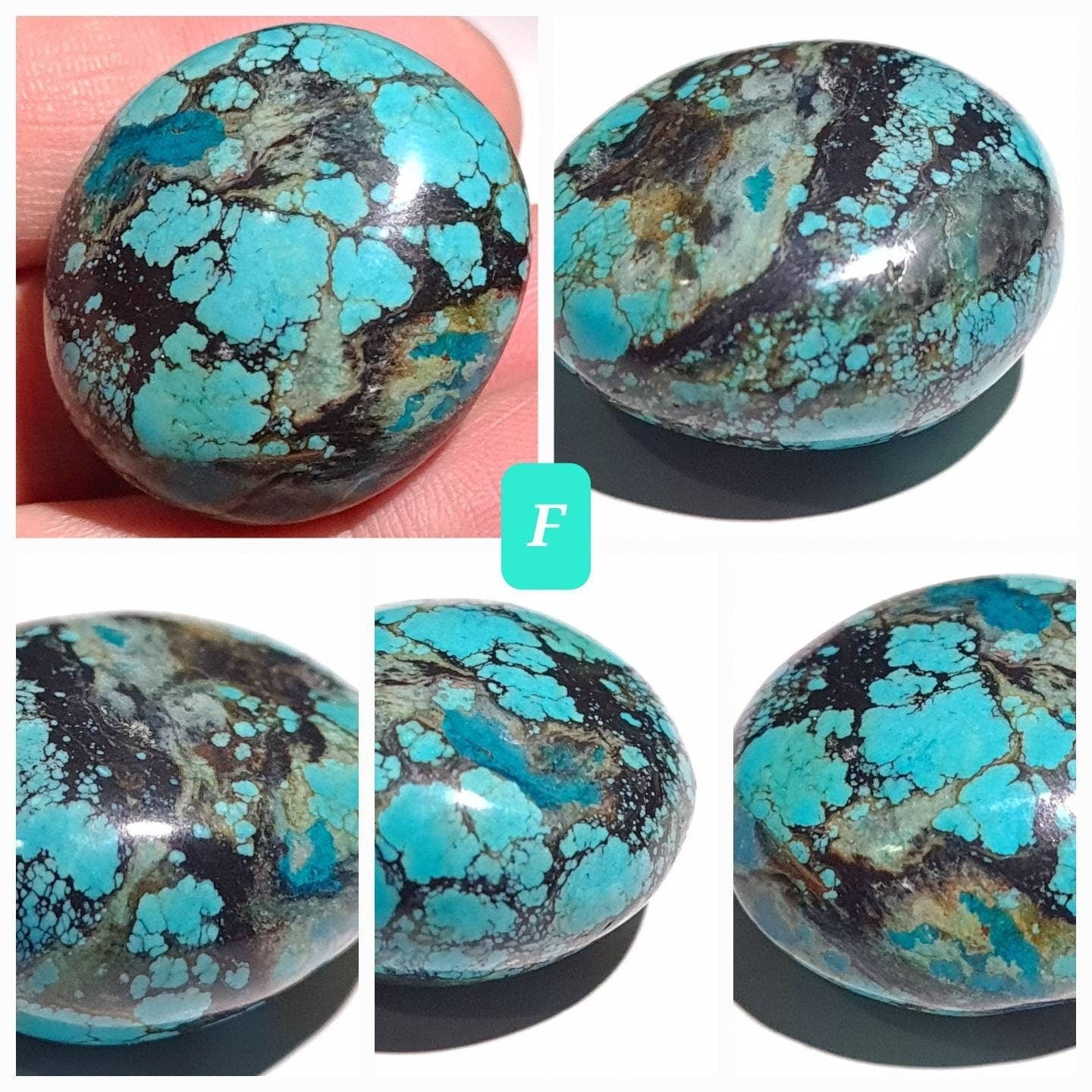 Natural Turquoise Pebble, AAA Tibetan Spiderweb Blue Turquoise, Jewelry Focal, Pendant, Palm Stone, Pocket Stone, Collection, Healing