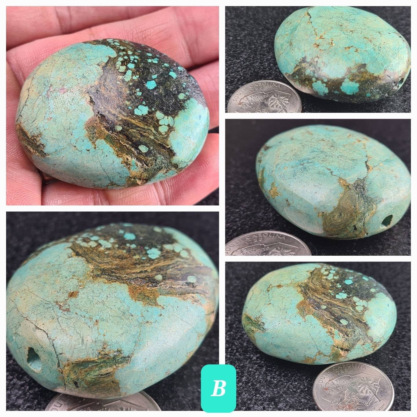 Natural Turquoise Pebble, AAA Tibetan Spiderweb Blue Turquoise, Jewelry Focal, Pendant, Palm Stone, Pocket Stone, Collection, Healing