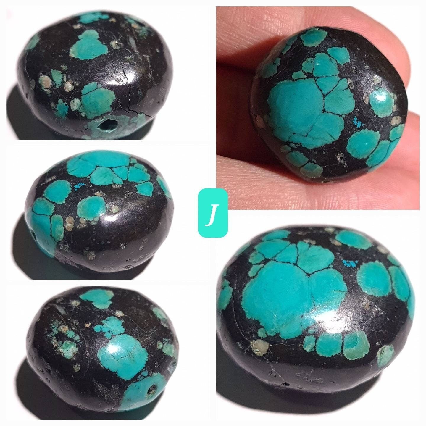 Natural Turquoise Pebble, AAA Tibetan Spiderweb Blue Turquoise, Jewelry Focal, Pendant, Palm Stone, Pocket Stone, Collection, Healing