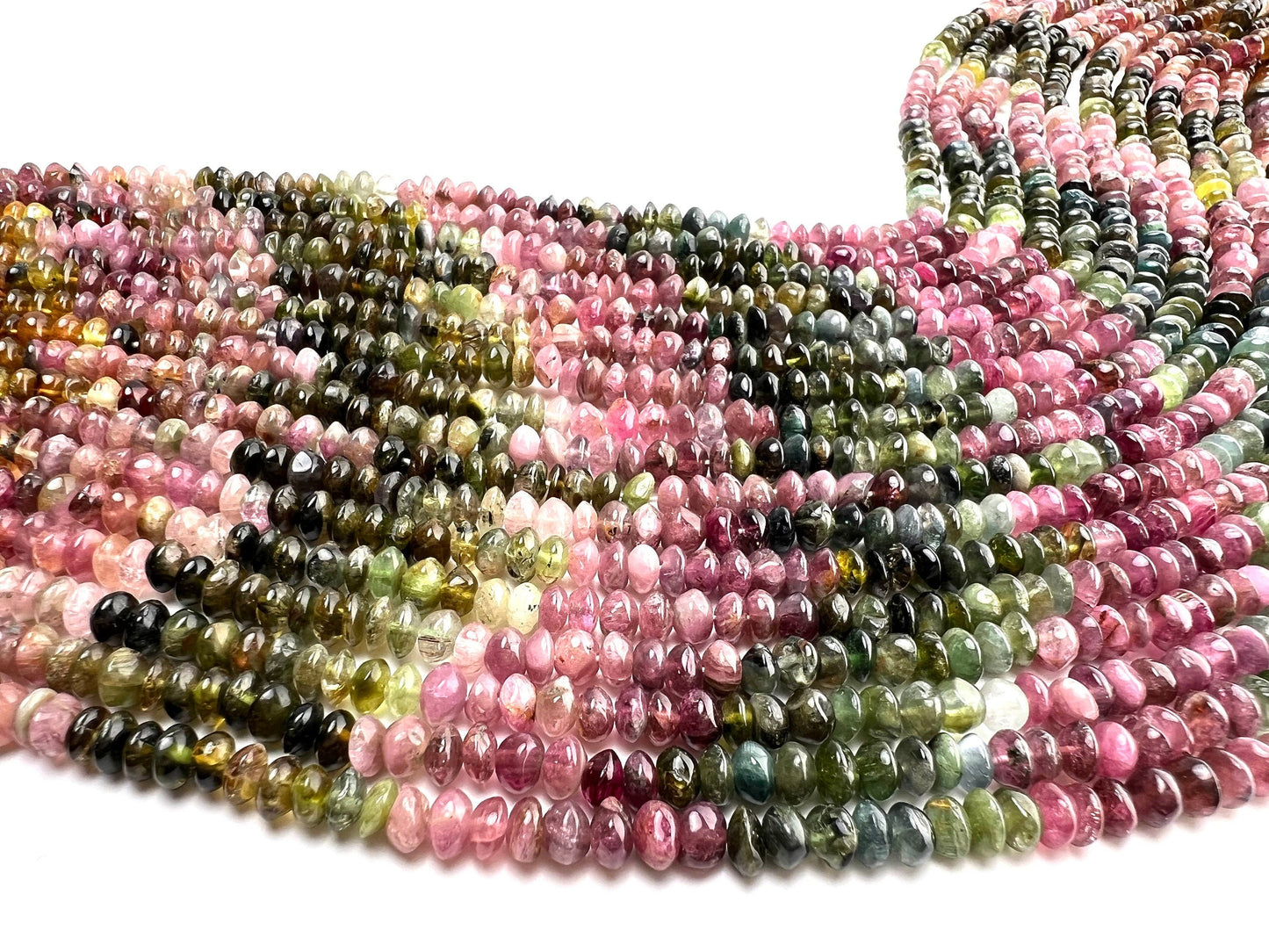 Natural Multi Watermelon Tourmaline 5mm raw freeform smooth Saucer shape beads Jewelry Making, healing Beads 7”, 14” St