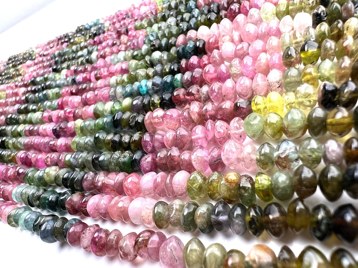 Natural Multi Watermelon Tourmaline 5mm raw freeform smooth Saucer shape beads Jewelry Making, healing Beads 7”, 14” St