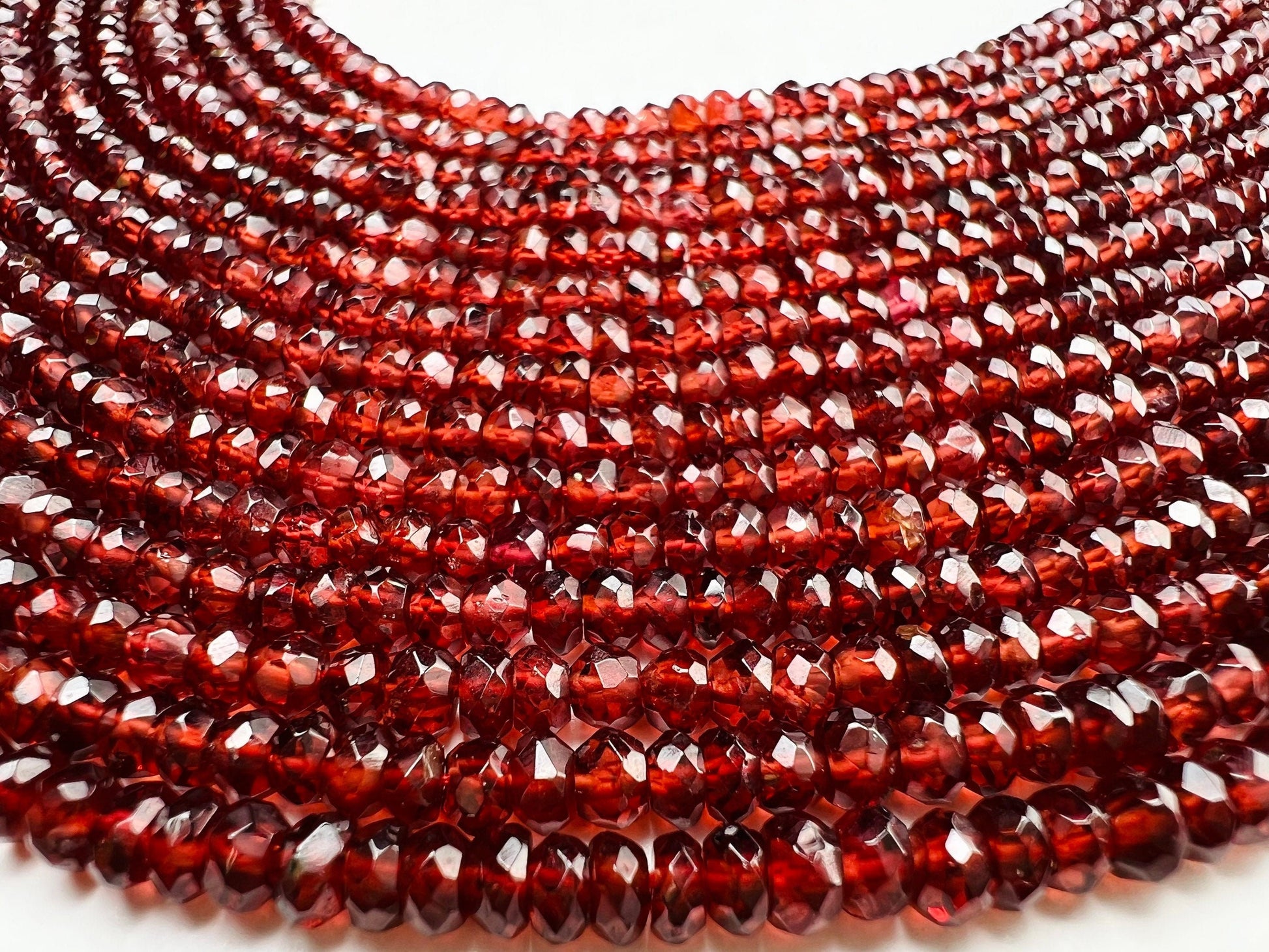 Mozambique Garnet 3.5-4mm Faceted Rondelle, Merlot Dark Red Jewelry Making Gemstone Beads, Rare, Beautiful Gemstone 12.75&quot; strand