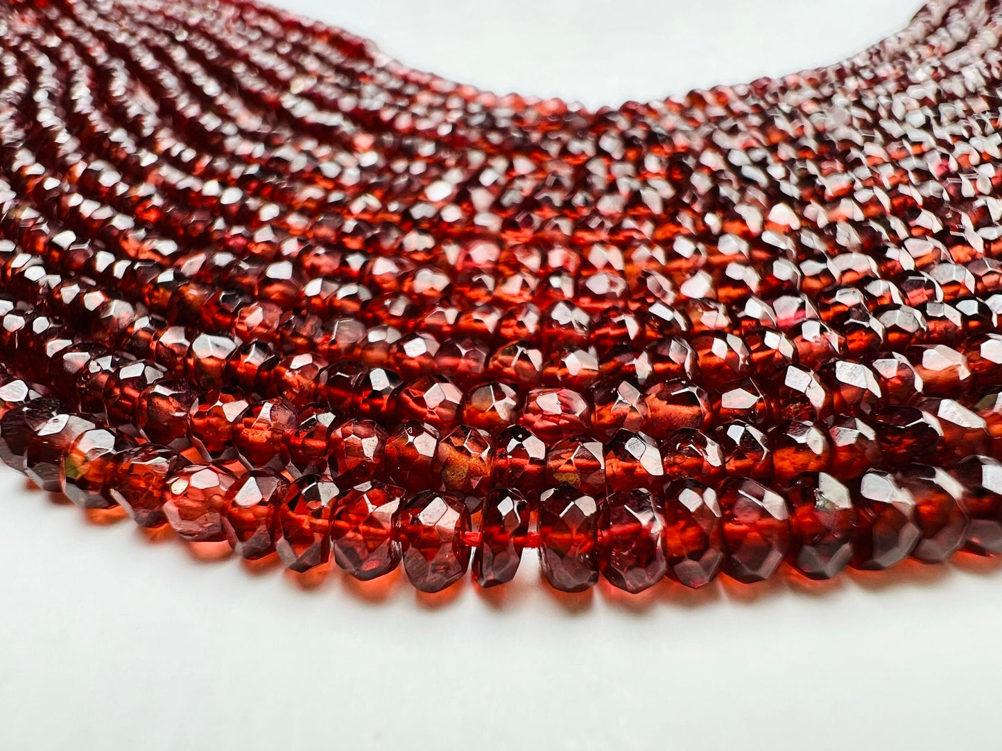 Mozambique Garnet 3.5-4mm Faceted Rondelle, Merlot Dark Red Jewelry Making Gemstone Beads, Rare, Beautiful Gemstone 12.75&quot; strand