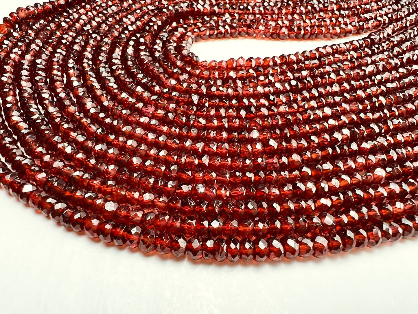 Mozambique Garnet 3.5-4mm Faceted Rondelle, Merlot Dark Red Jewelry Making Gemstone Beads, Rare, Beautiful Gemstone 12.75&quot; strand