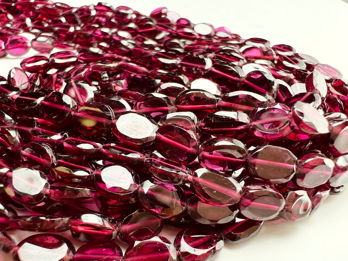 Mozambique Garnet AAA Smooth Flat Oval 4.5-5x6-6.5 Jewelry Making, Rich Merlot Natural Gemstone beads 14” strand . Single or bulk