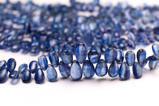 Natural blue Kyanite 4x6.5-9x11mm smooth Pear AAA super quality rare Drop, Jewelry Making Gemstone Beads