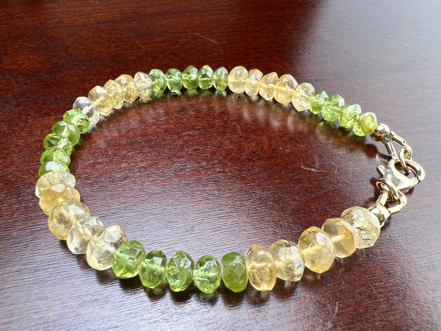 Citrine, Peridot 5mm Faceted Bracelet in 14k Gold Filled lobster Clasp and findings , Healing , Energy Chakra gift