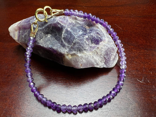 Amethyst Ombré Shaded 3.5mm Faceted Bracelet in 14k Gold Filled lobster Clasp and findings , healing Chakra gift