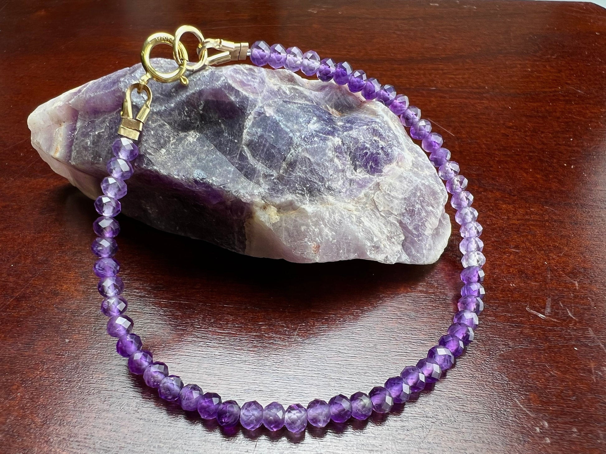 Amethyst Ombré Shaded 3.5mm Faceted Bracelet in 14k Gold Filled lobster Clasp and findings , healing Chakra gift