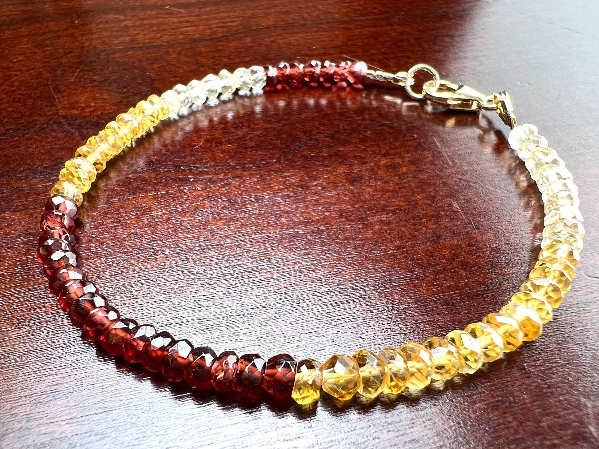 Garnet , Citrine 4mm Faceted Bracelet in 14k Gold Filled or 925 Sterling Silver, lobster Clasp and findings , healing , energy Chakra gift