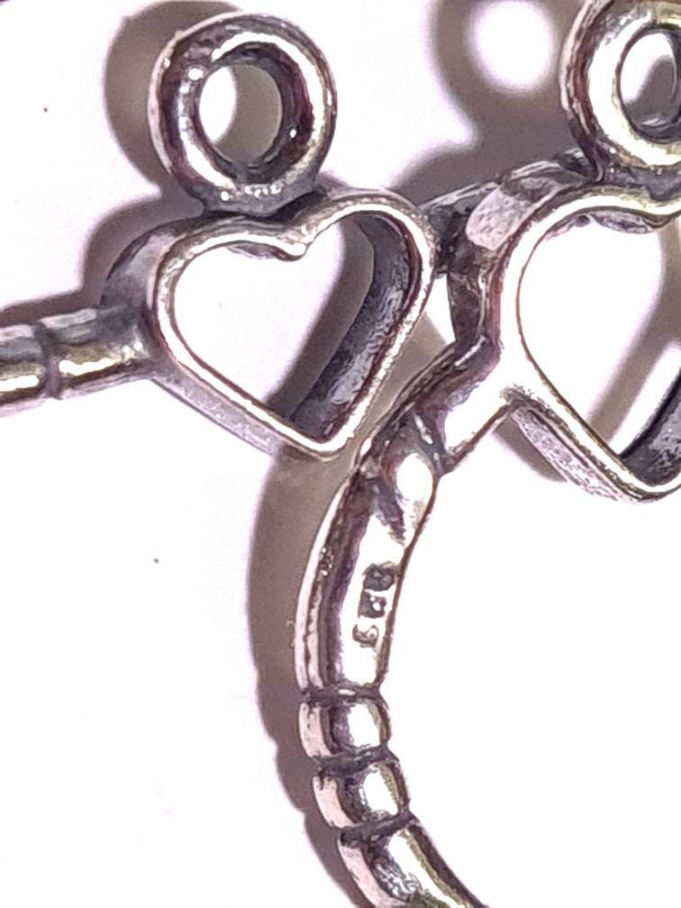 925 Sterling Silver Heart Toggle Bar Clasp 13mm Antique Finished, Oxidized Silver Jewelry Making Clasp, 925 Stamped, 1 set