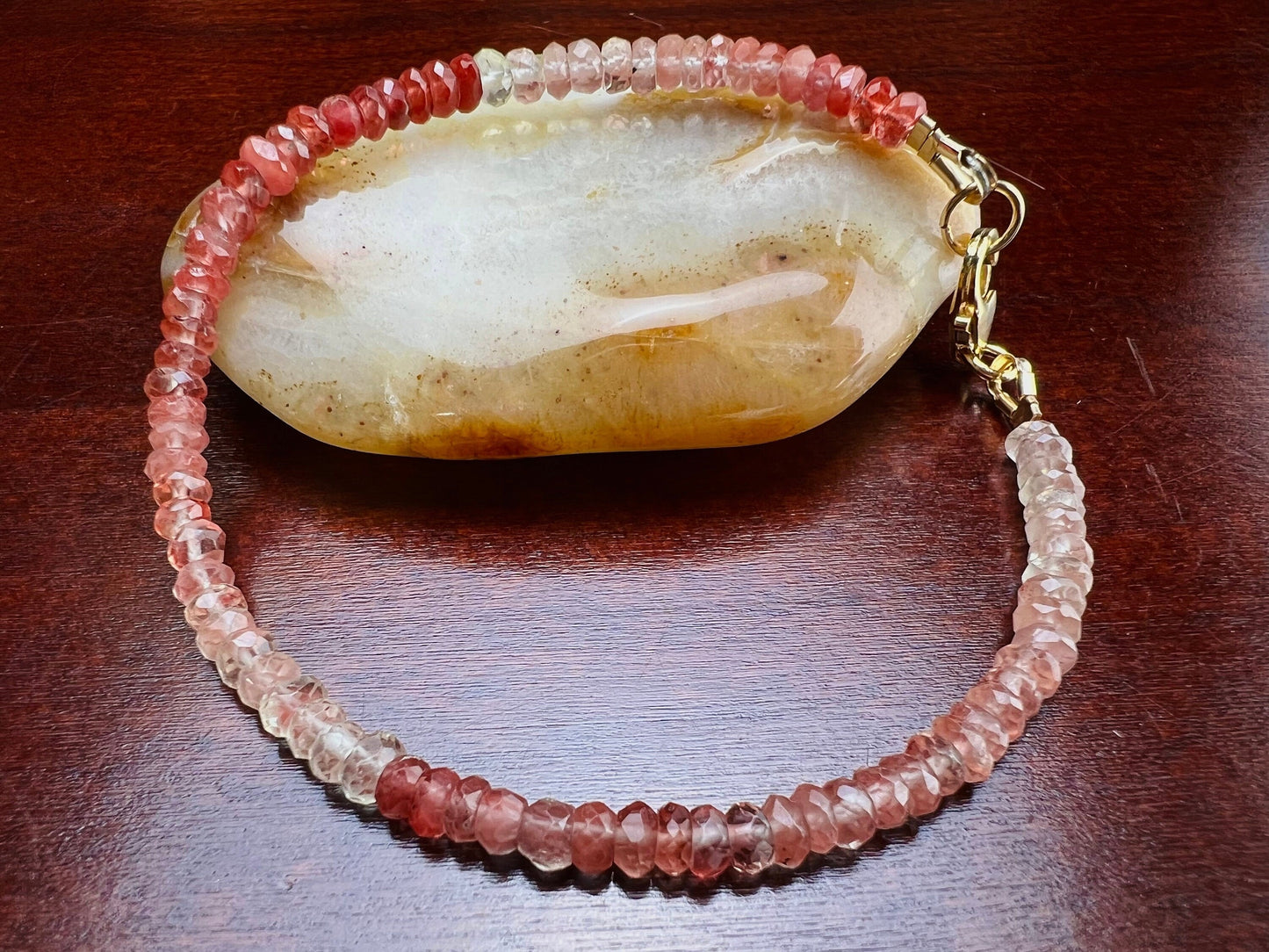 Andesine red labradorite 3.5-4mm shaded Faceted Rondelle bracelet in 14k Gold Filled or 925 Sterling Silver, energy chakra Yoga gift