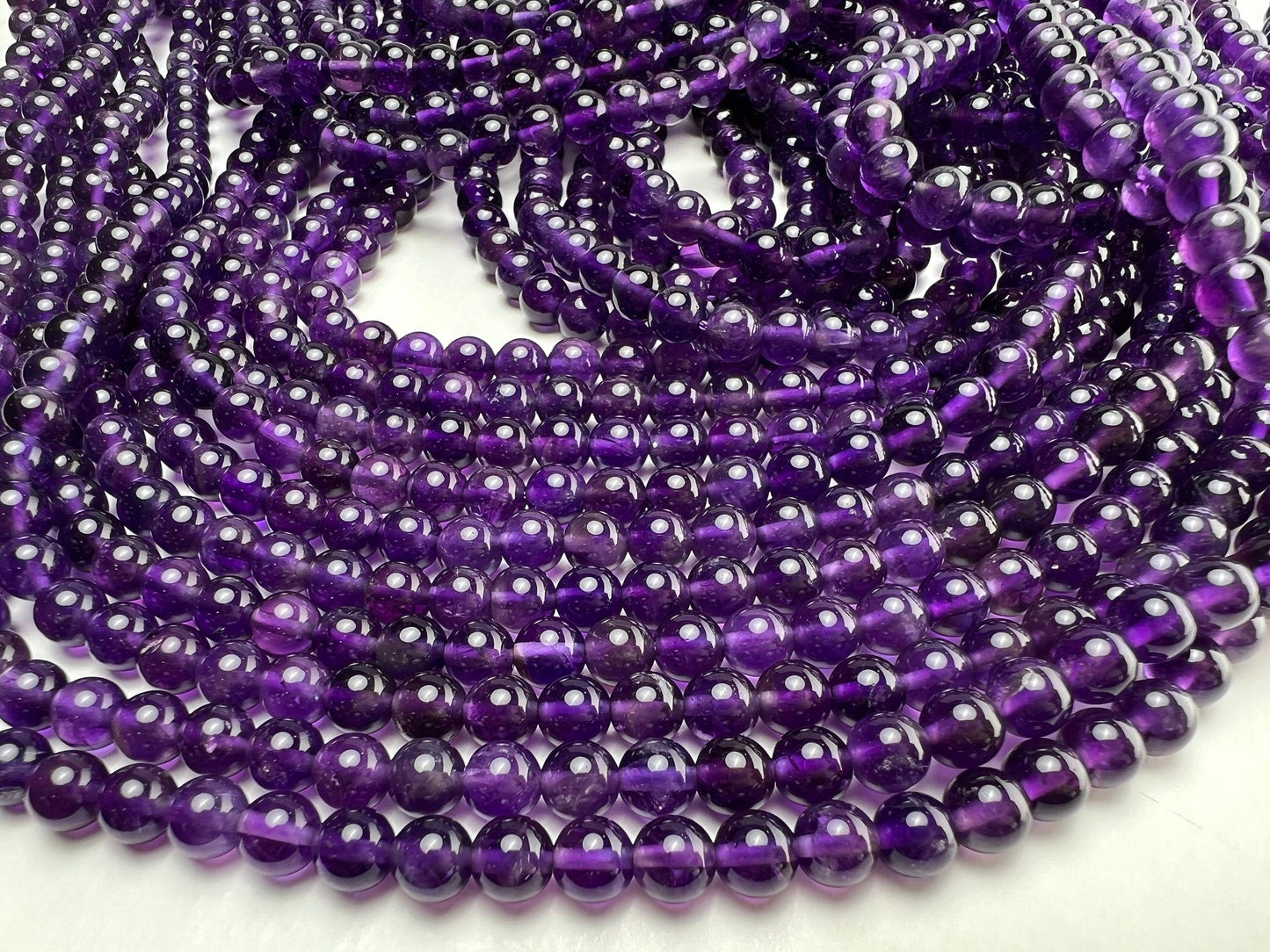 Natural Amethyst Smooth Round 6mm AAA quality Jewelry Making Necklace, Bracelet, DIY Gemstone Purple Smooth Round Beads 15&quot; (70 pcs)Strand