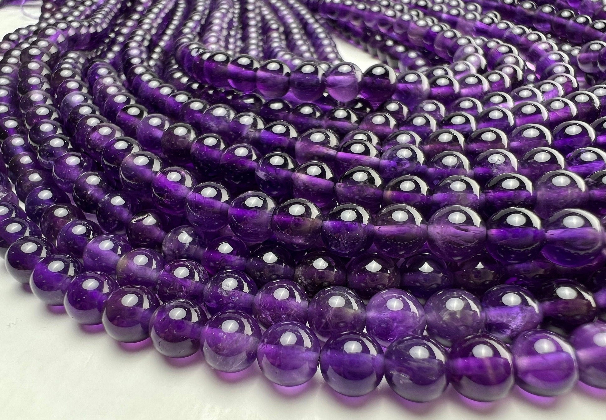 Natural Amethyst Smooth Round 6mm AAA quality Jewelry Making Necklace, Bracelet, DIY Gemstone Purple Smooth Round Beads 15&quot; (70 pcs)Strand