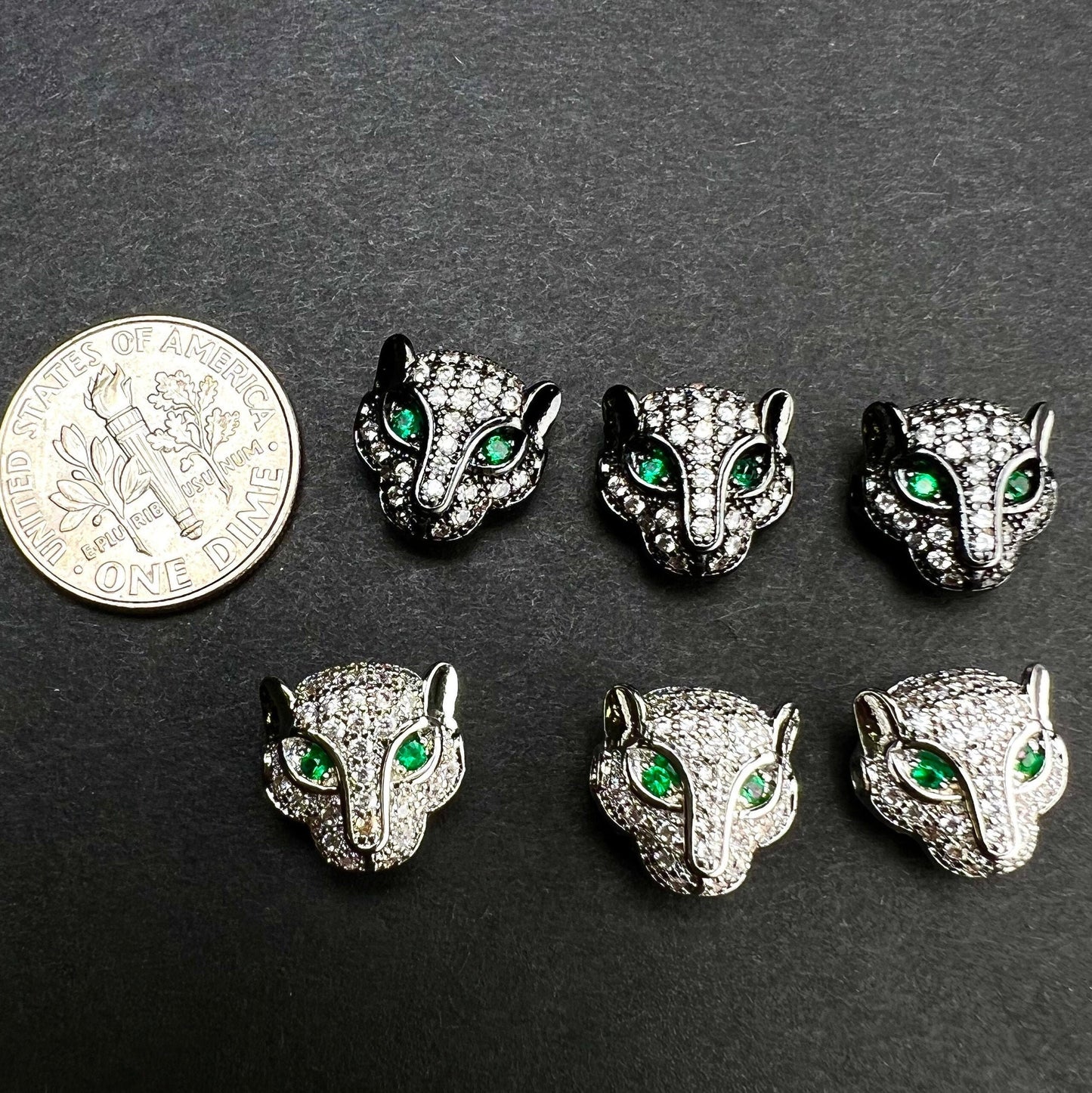 CZ Leopard micro pave diamond style spacer Bead high quality 11x11 mm cubic Zirconia leopard emerald eye for jewelry making charm bead