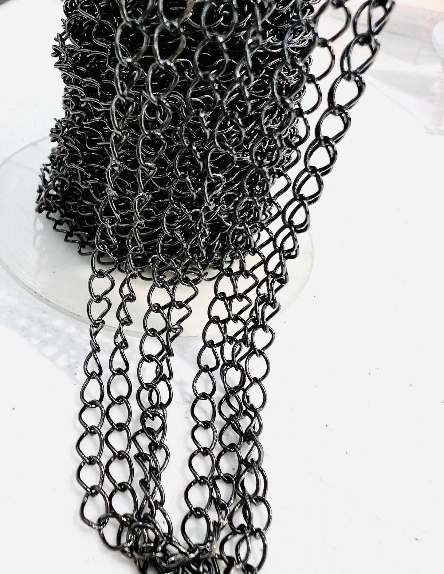 3 feet gunmetal black oxidized chain ,great for extender, jewelry making supplies, wavy cable chain,sell by 1 yard, 36"