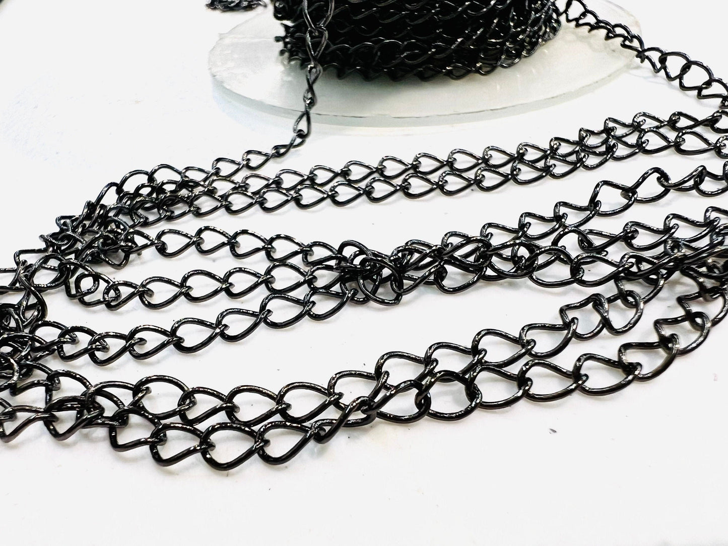 3 feet gunmetal black oxidized chain ,great for extender, jewelry making supplies, wavy cable chain,sell by 1 yard, 36&quot;