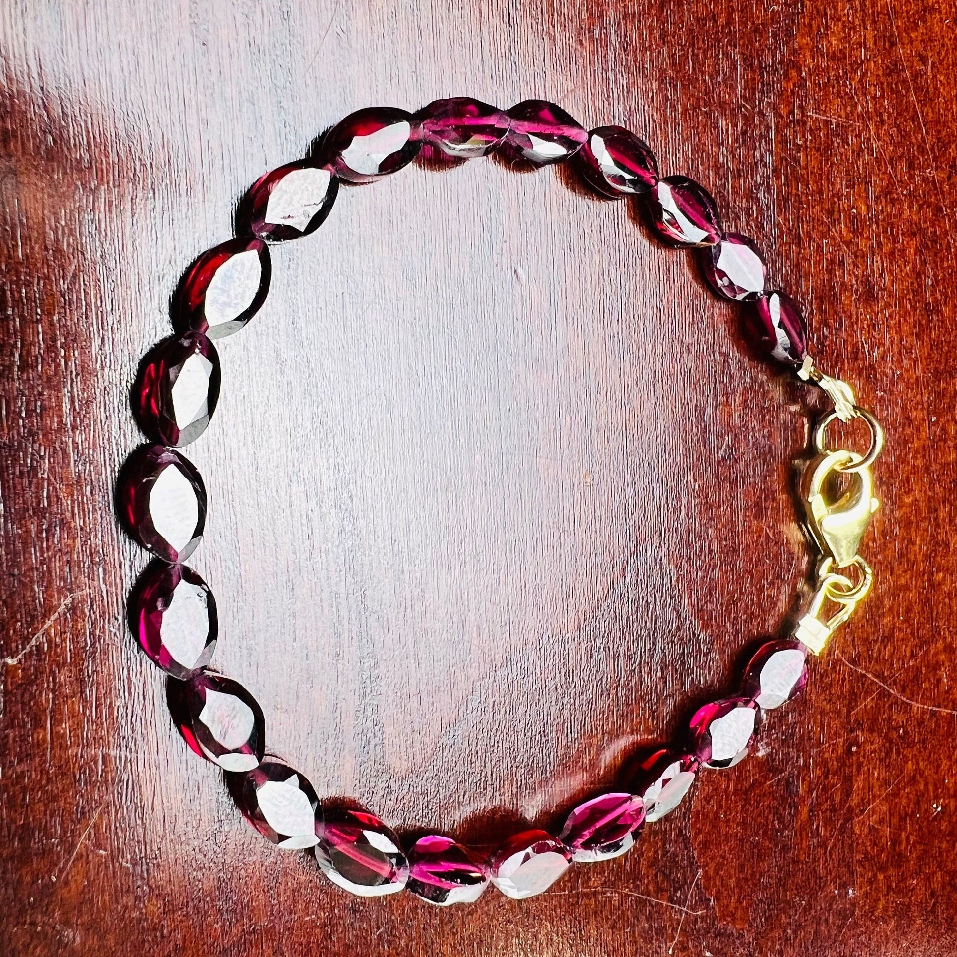 Mozambique Garnet Faceted long oval 4.5x6-6.6mm beaded Bracelet in 14k Gold Filled, or 925 Sterling Silver lobster Clasp and findings,