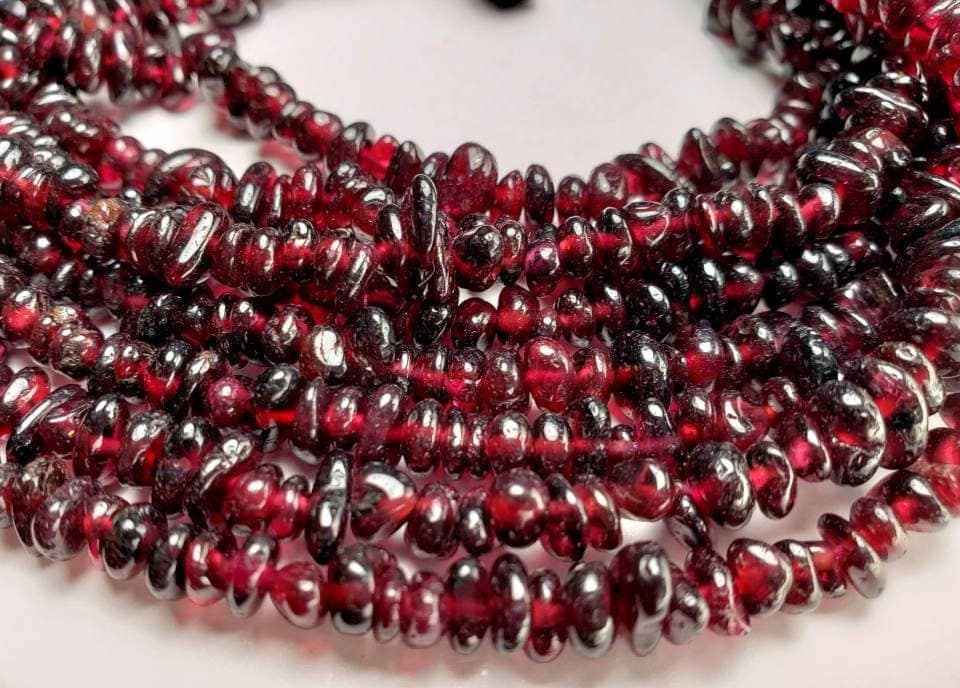Garnet raw freeform nugget chip 5-5.5mm beads 12" full strand close out price