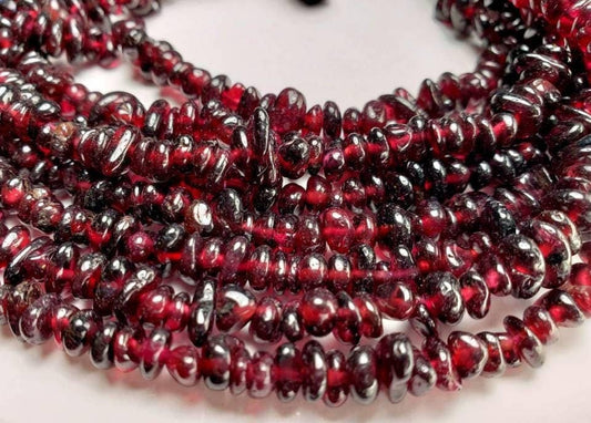 Garnet raw freeform nugget chip 5-5.5mm beads 12" full strand close out price