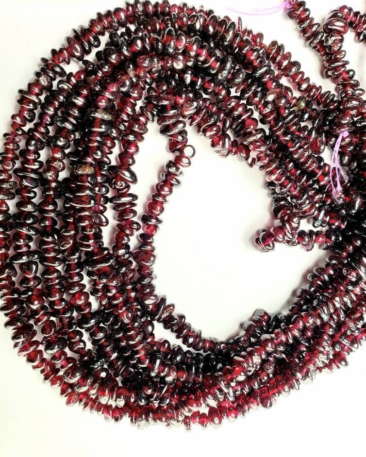 Garnet raw freeform nugget chip 5-5.5mm beads 12&quot; full strand close out price