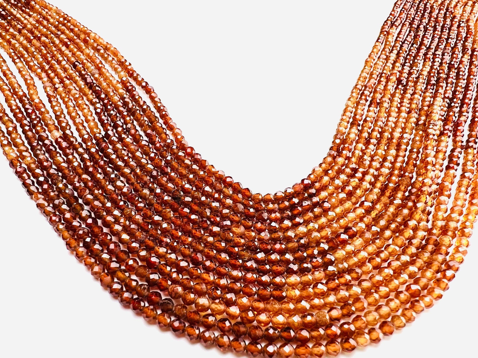 Brown Zirconia Micro Faceted 2mm Round shaded AAA quality Gemstone Jewelry Making Beads 15.5” Strand