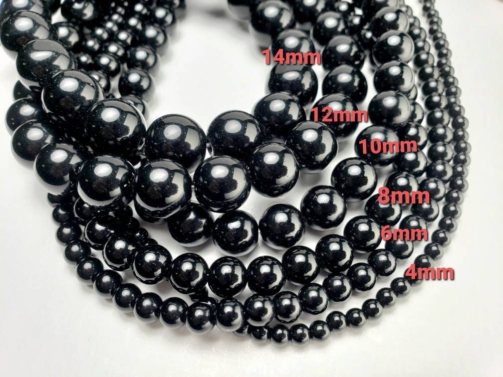 Black Onyx 4,6,8mm smooth polished round AAA quality natural gemstone, matching Black oxidized Silver lobster clasp Men&#39;s Necklace 20&quot;-46&quot;