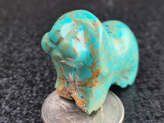 Natural Turquoise Hand Carved Dog, Cocker Spaniel Totem, Miniature Animals Collectible Figurines Vintage Sculpture, Old Stock