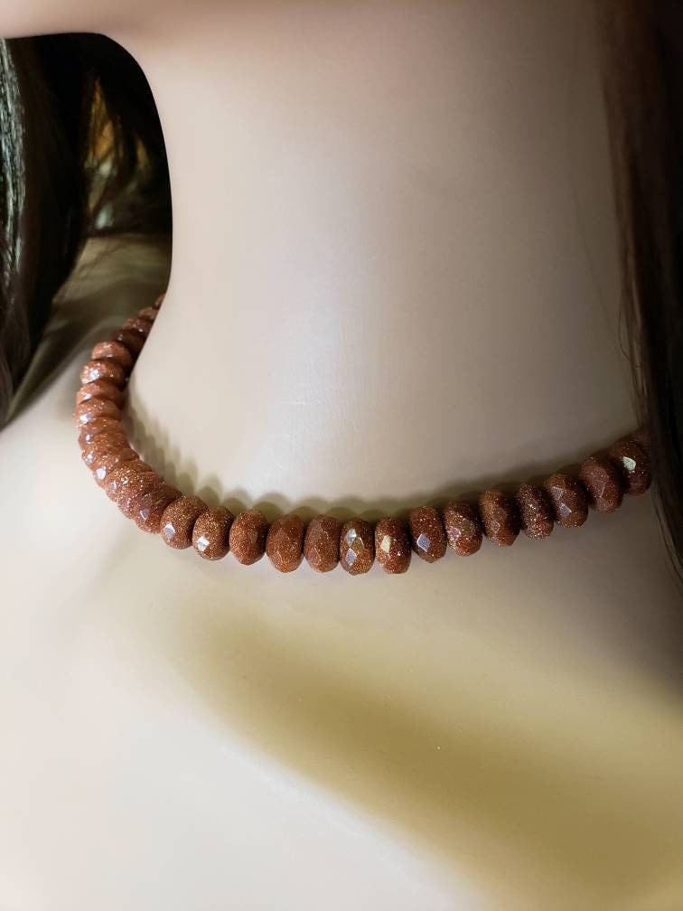Gold sand stone 12mm faceted Roundel AAA quality very sparkly gold stone Necklace gift