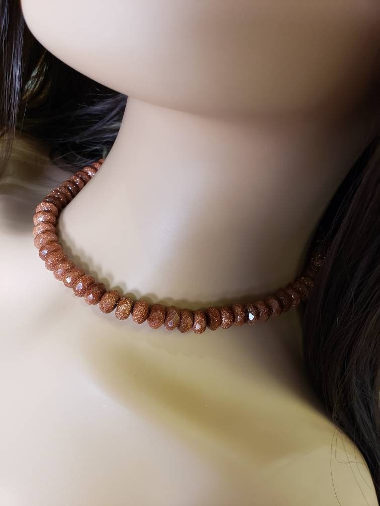 Gold sand stone 12mm faceted Roundel AAA quality very sparkly gold stone Necklace gift