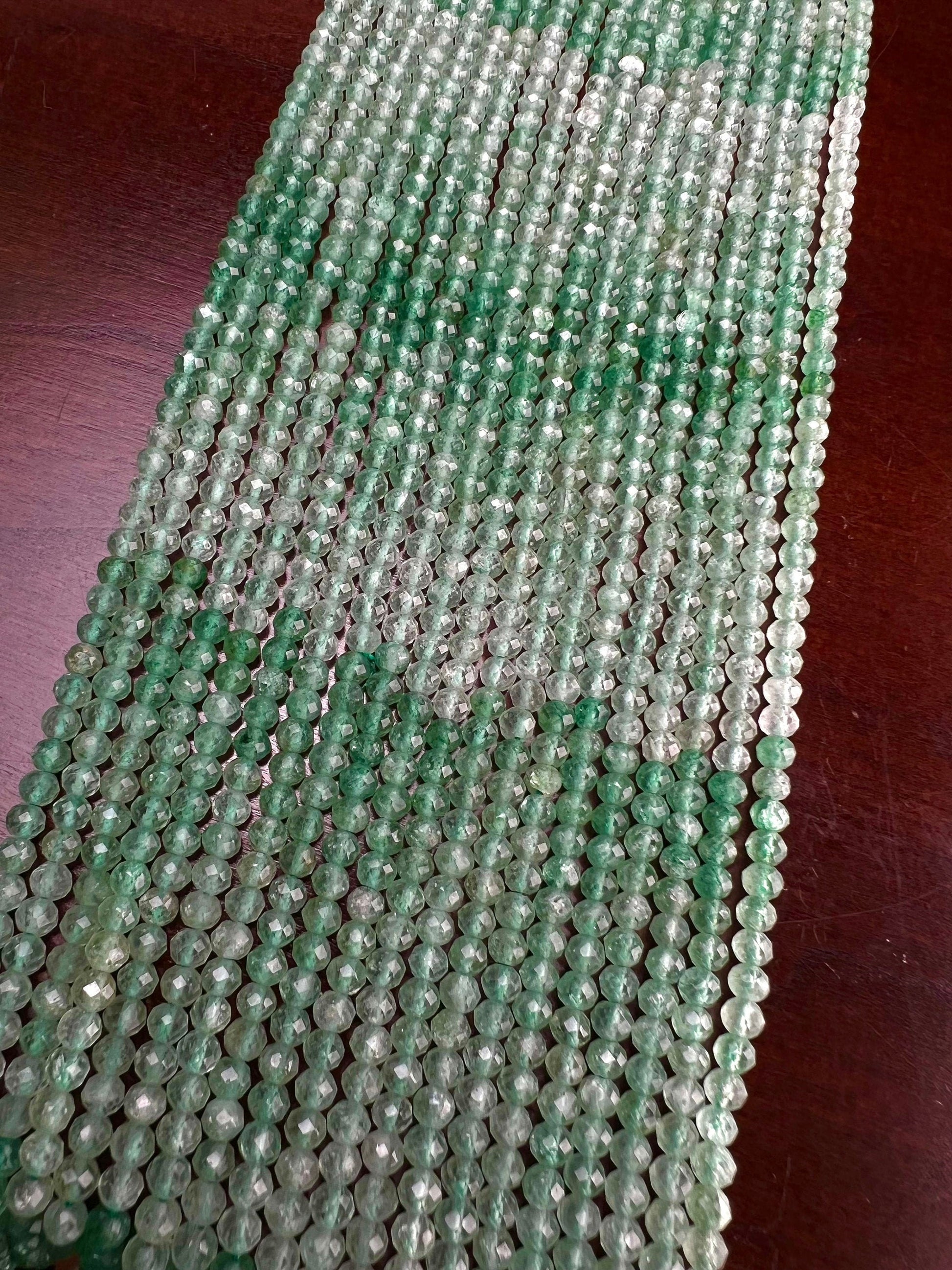 Natural green Aventurine 4mm Micro Faceted shaded Round Jewelry Making Necklace, Bracelet, DIY Gemstone Beads 12.5&quot; Strand