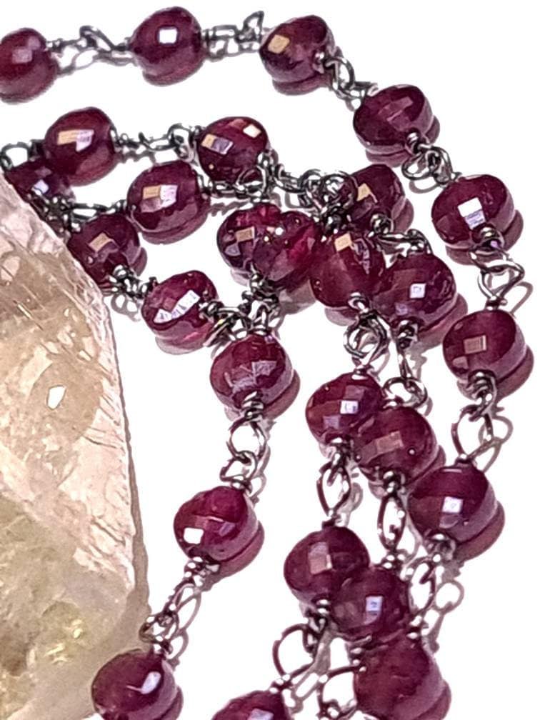 Garnet Coin Shape Wire Wrapped 4mm Faceted dime Gold and Oxidized silver handmade elegant Necklace gift. January Birthstone